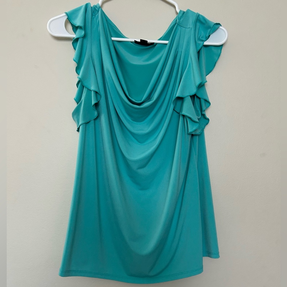 3/$15 💰Worthington Teal Ruffle Sleeve Blouse